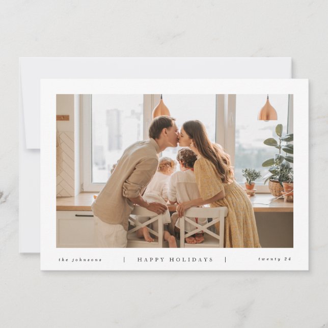 Cartão De Festividades Foto Preta Mínima Moderna e Branca (Frente)