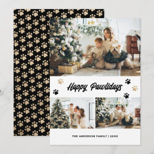 Cartão De Festividades Foto Preto Feliz Pawlidays Dourado
