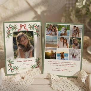Cartão De Festividades Foto Quadro de Azevinho Caprichoso