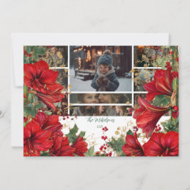 Cartão De Festividades Foto Red Amaryllis Natal Rustic