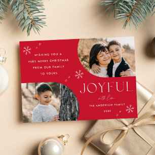 Cartão De Festividades Foto Red Joyful Snowflake Horizontal Arch Frame 2