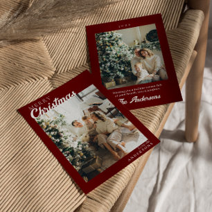 Cartão De Festividades Foto Red Maroon Na moda Modern Felry Natal