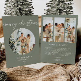 Cartão De Festividades Foto Redonda Moderna em Revisão Feliz Natal