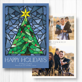 Cartão De Festividades Foto Retro Feliz Feriados Dusty Blue