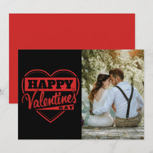 Cartão De Festividades Foto Retro Vermelho Preto Feliz Dia dos Namorados