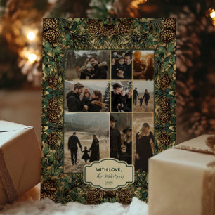 Cartão De Festividades Foto Rustic Pinecone Botanical Christmas