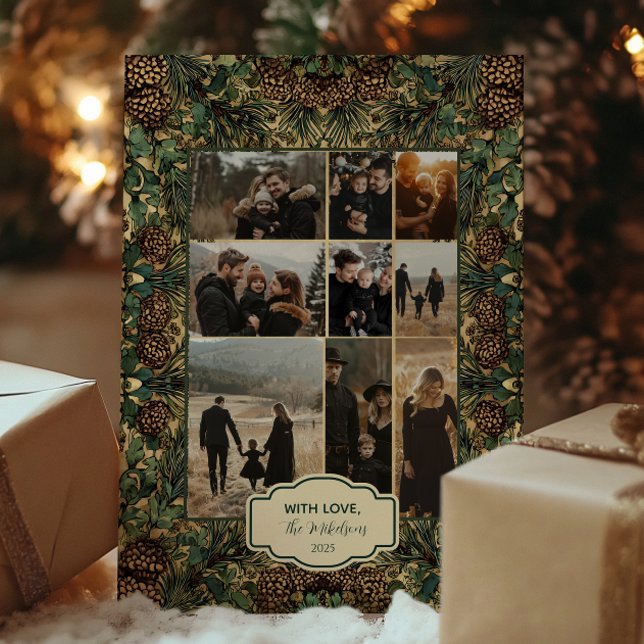 Cartão De Festividades Foto Rustic Pinecone Botanical Christmas (Criador carregado)