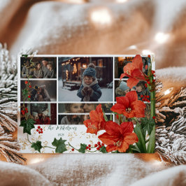 Cartão De Festividades Foto Rustic Red Amaryllis Natal