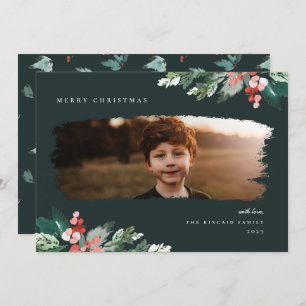 Cartão De Festividades Foto Rustic Winter Berry Greenery