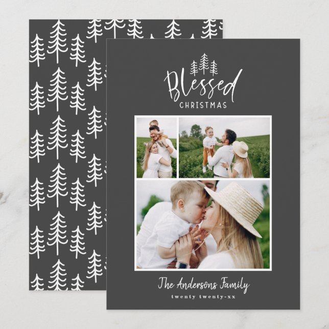 Cartão De Festividades Foto rústica de Natal abençoada e moderna (Frente/Verso)