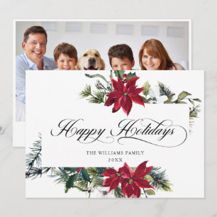 Cartão De Festividades FOTO Saudação de Natal Elegante Poinsettia