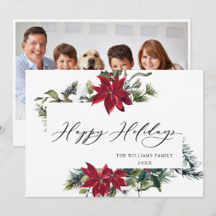 Cartão De Festividades FOTO Saudação de Natal Elegante Poinsettia
