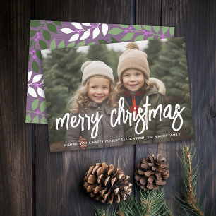 Cartão De Festividades Foto script de Natal alegre branco sobreposição ro