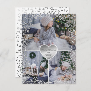 Cartão De Festividades Foto Silver Sparkly Feliz Natal