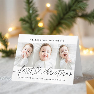 Cartão De Festividades Foto Simples 3 Moderna de Natal do Bebê