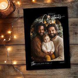 Cartão De Festividades Foto simples de roteiro de Natal de branco preto