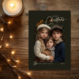 Cartão De Festividades Foto simples de roteiro de Natal verde