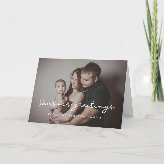 Cartão De Festividades Foto simples de saudações da temporada (Frente)