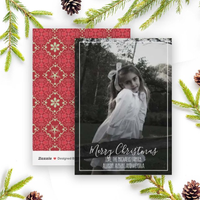 Cartão De Festividades Foto Simples de Script de Caligrafia Feliz de Nata (Criador carregado)