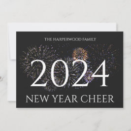 Cartão De Festividades Foto simples do Feliz ano novo moderno Elegante On