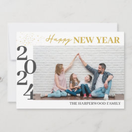Cartão De Festividades Foto simples do Feliz ano novo moderno Elegante On