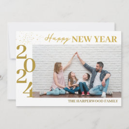 Cartão De Festividades Foto simples do Feliz ano novo moderno Elegante On