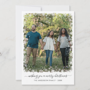 Cartão De Festividades Foto Simples do Script Snowflake de Natal Feliz