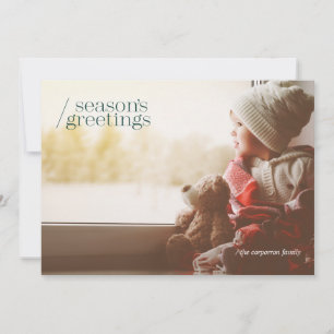 Cartão De Festividades Foto Simples e Elegante   Verde