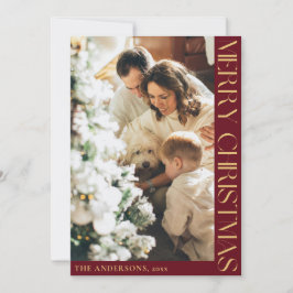 Cartão De Festividades Foto Simples e Minimalista da Família Feliz Natal