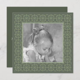 Cartão De Festividades Foto Simples Elegante Floco de Neve Verde de inver