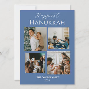 Cartão De Festividades Foto Simples Moderna Happiest Hanukkah Elegante 4