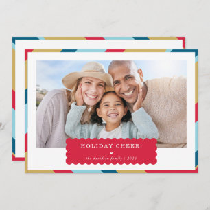 Cartão De Festividades FOTO SIMPLES, ouro vermelho geométrico mínimo mode