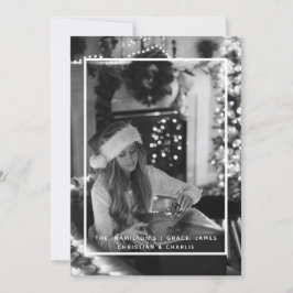 Cartão De Festividades Foto Simples Preta de Natal Personalizada