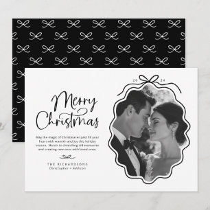 Cartão De Festividades Foto Simples Retro Ondulada Preto e Branco