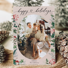 Cartão De Festividades Foto Simples Verde Rosa Pastels