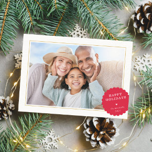 Cartão De Festividades FOTO SIMPLES VERMELHA festiva mínima moderna