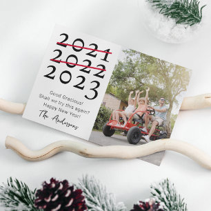 Cartão De Festividades Foto tirada Tente Novamente 2023 Ano Novo Engraçad