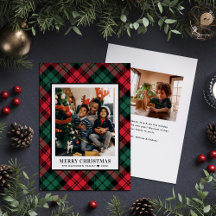 Foto Tradicional de Natal em Xadrez Vermelho e Ver