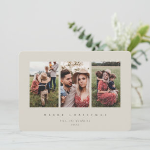Cartão De Festividades Foto tripla de quadro bege mínimo elegante