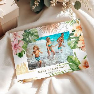 Cartão De Festividades Foto Tropical Botânica Mele Kalikimaka 