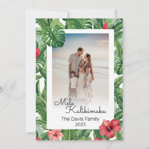 Cartão De Festividades Foto Tropical da Família Natal Mele Kalikimaka