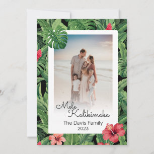 Cartão De Festividades Foto Tropical da Família Natal Mele Kalikimaka