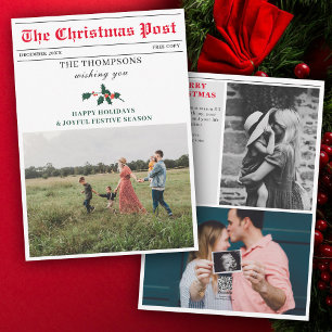 Cartão De Festividades Foto Única da Família de Jornais do Boletim de Nat