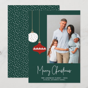 Cartão De Festividades Foto verde dos Enfeites de natal retrorreflectores