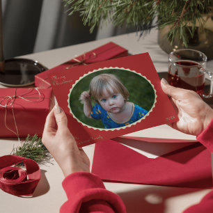 Cartão De Festividades Foto verde vermelha e mint Foto de Natal escalada