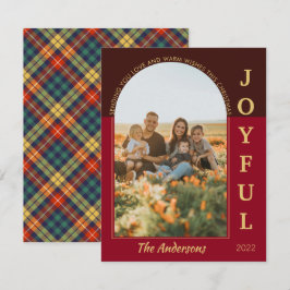 Cartão De Festividades Foto Vermelha de Arch Elegante Moderna Minimalista