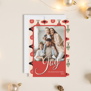 Cartão De Festividades Foto Vermelha de Natal da Família por Tradição