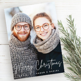 Cartão De Festividades Foto vermelha do elegante roteiro de Feliz Natal