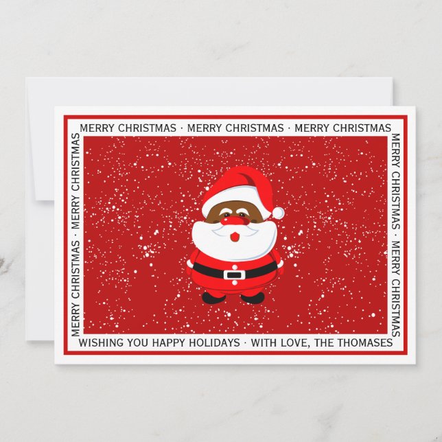 Cartão De Festividades Foto vermelha do Natal afro-americano do Papai Noe (Frente)
