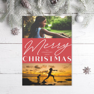 Cartão De Festividades Foto Vermelha Mínima Deco Simples